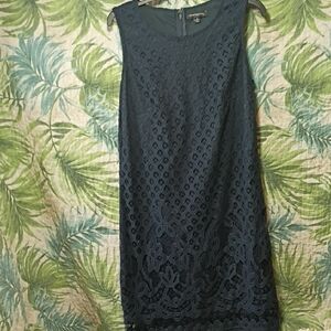 Sharagano Navy Lace Midi Dress